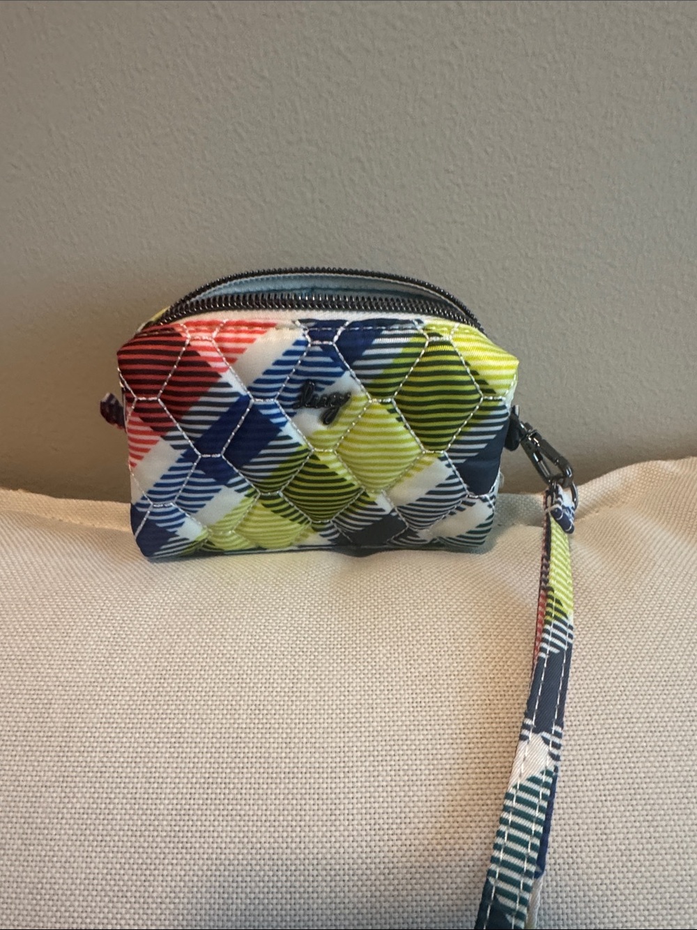 LUG Blimp Quilted Wristlet - in playful plaid